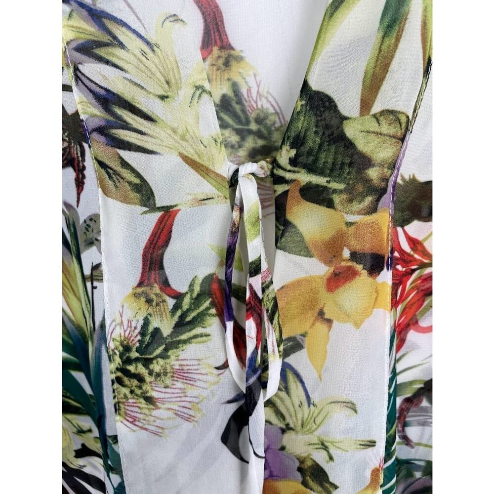 Swimsuit Coverup Tropical Floral Beach Kimono Womens Small Open Over Sized Top - Picture 3 of 12